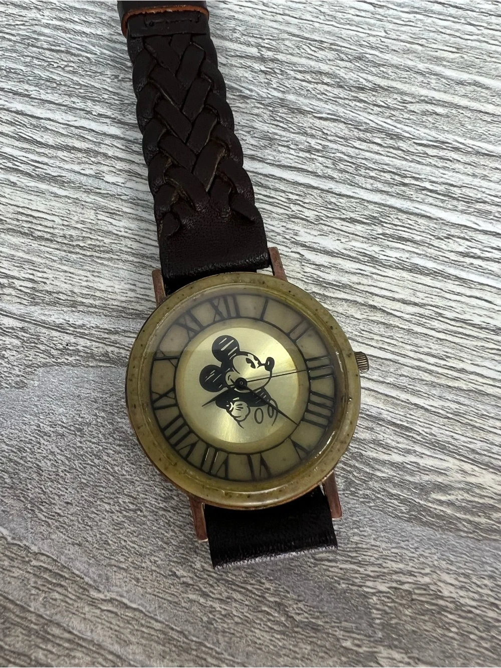 Vintage Fossil Mickey Mouse watch with brown band